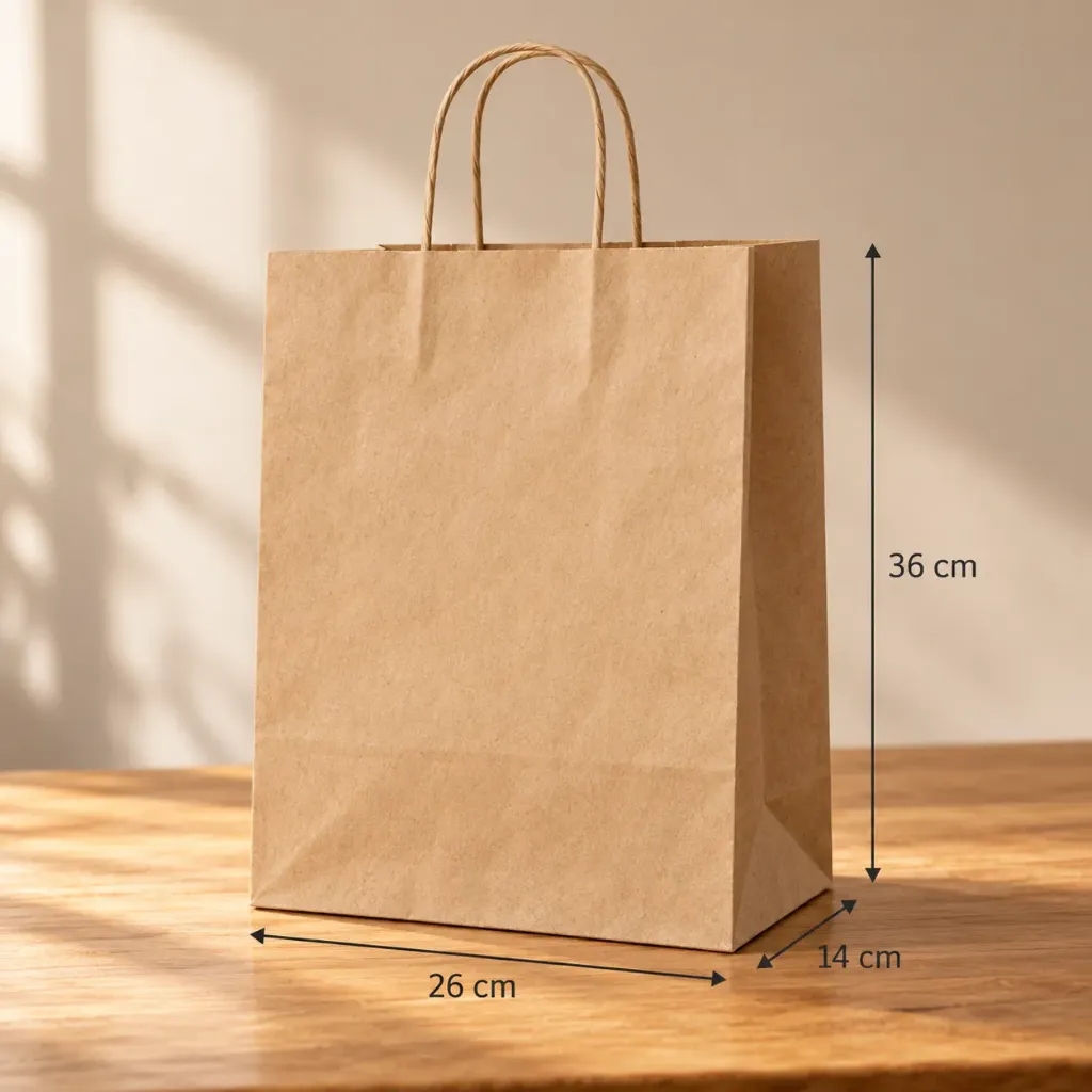 Kraft Paper Bag with Handles | 26 × 14 × 36 cm