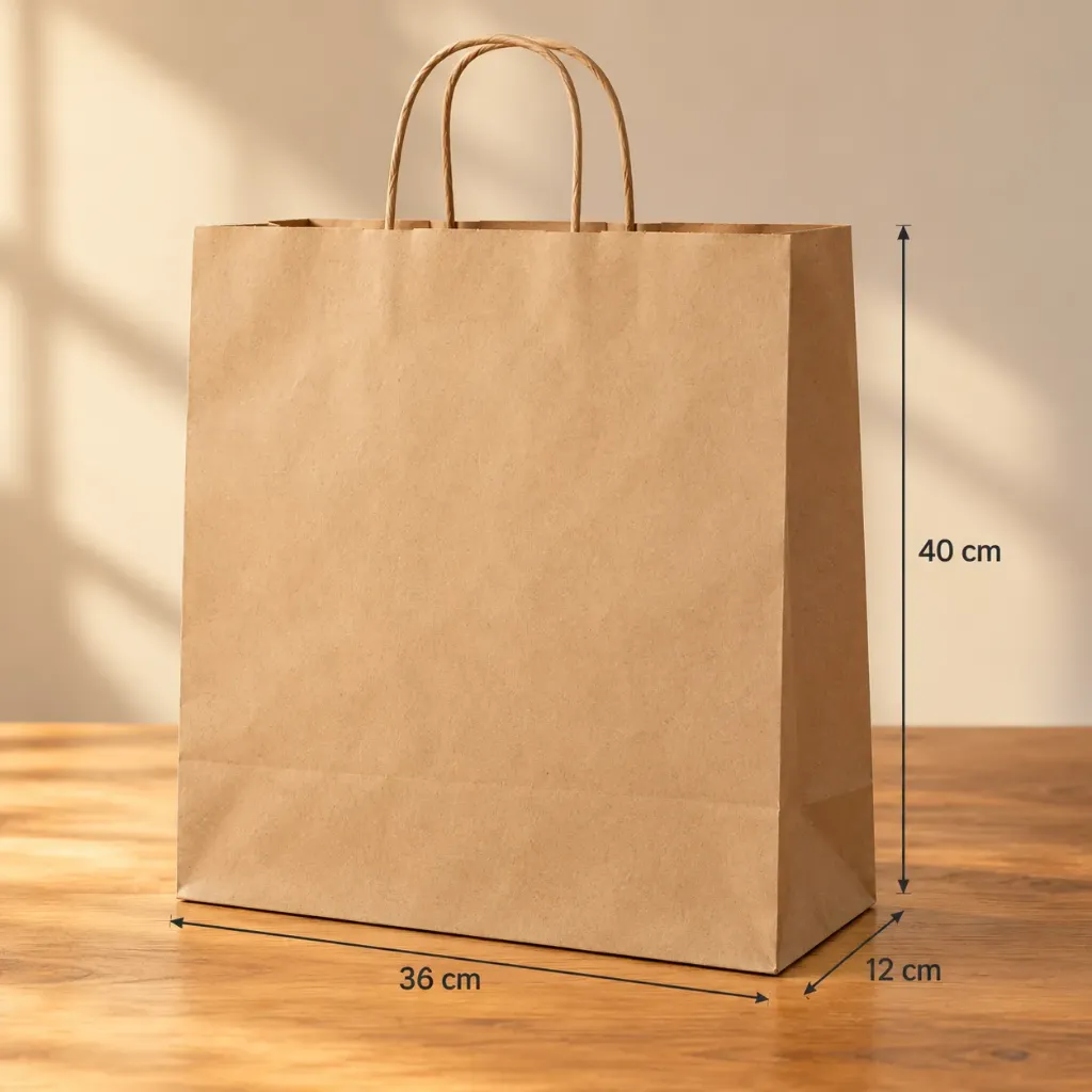 Kraft Paper Bag with Handles | 36 × 12 × 40 cm