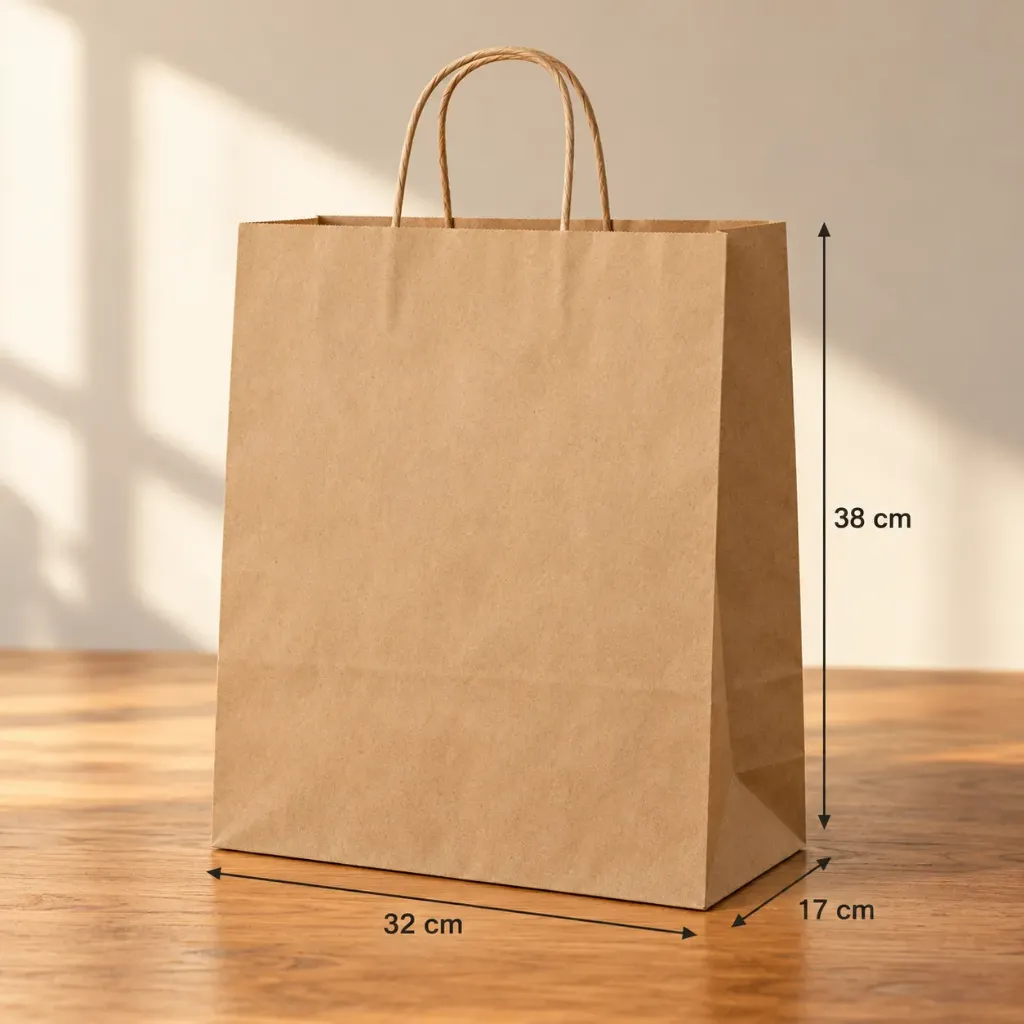 Kraft Paper Bag with Handles | 32 × 17 × 38 cm