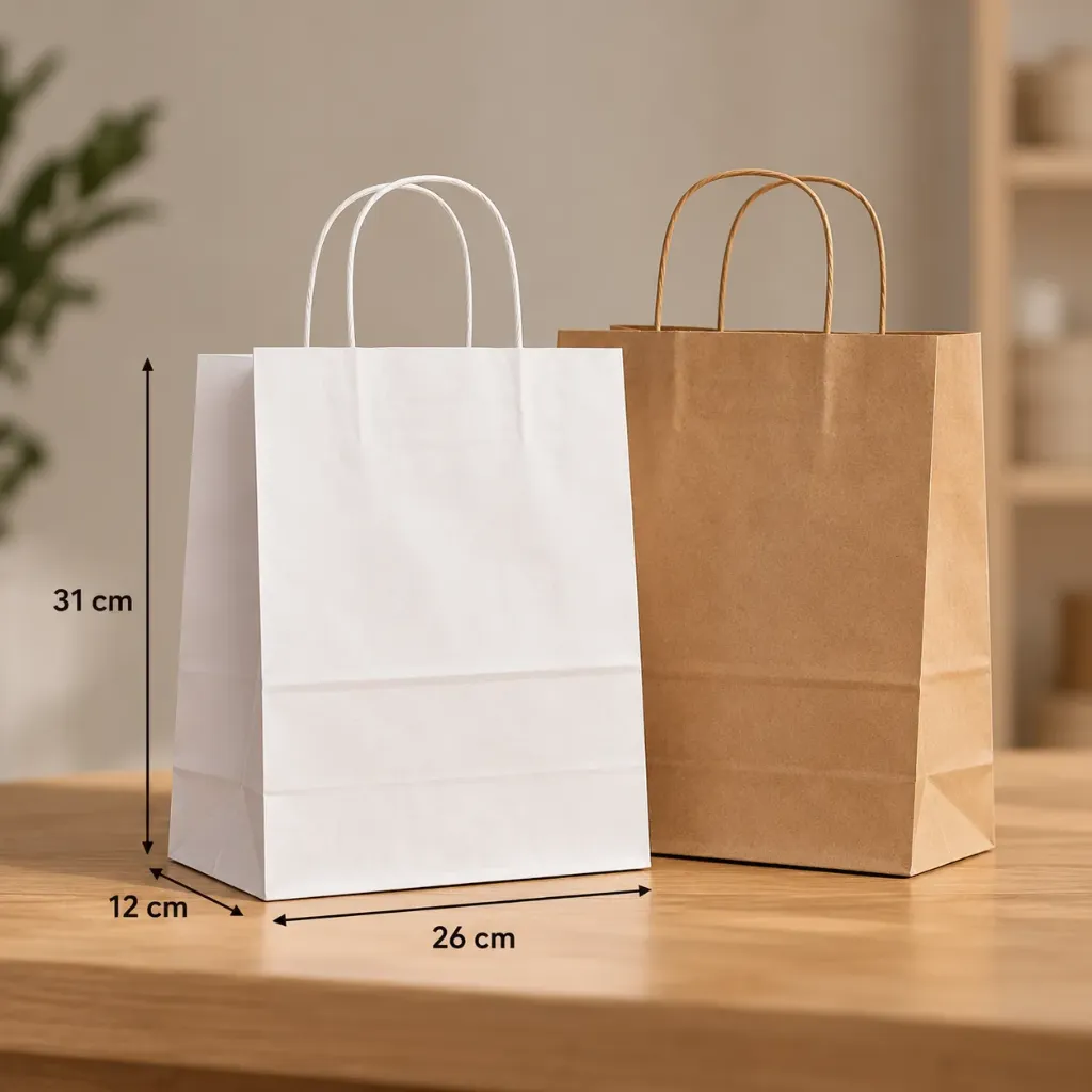 Kraft Paper Bag with Handles | 26 × 12 × 31 cm